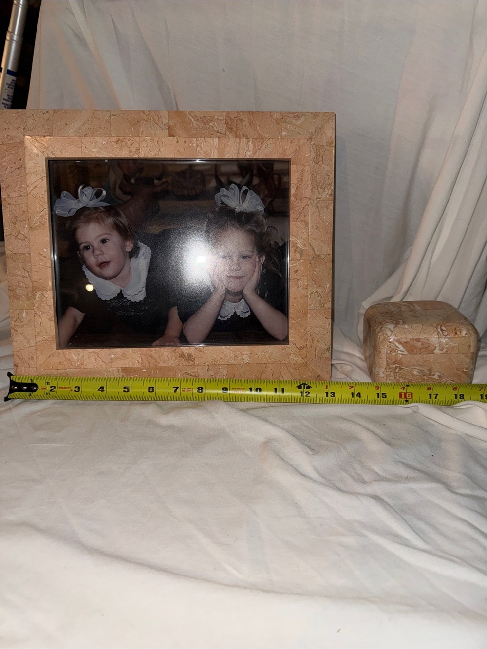 Natural Solid Marble Beige Photo Frame with Matching Box